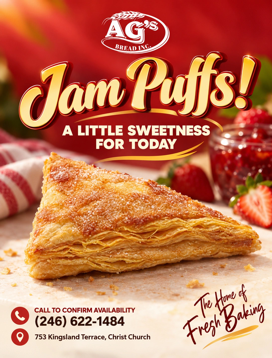 Published AG’s Jam Puffs promotional artwork